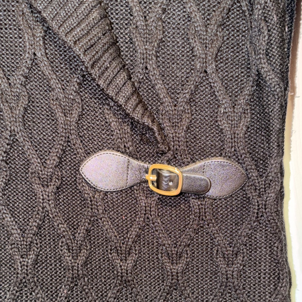 Calvin Klein Cable Knit Shawl Collar Buckle Sweater Dress M - Picture 6 of 16